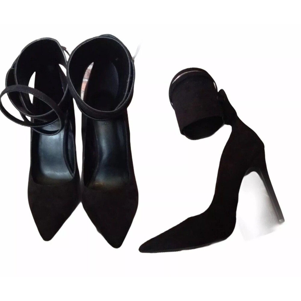 Nastygal Ankle Cuff Pointy Toe Black Stiletto Heels Size 6.5
